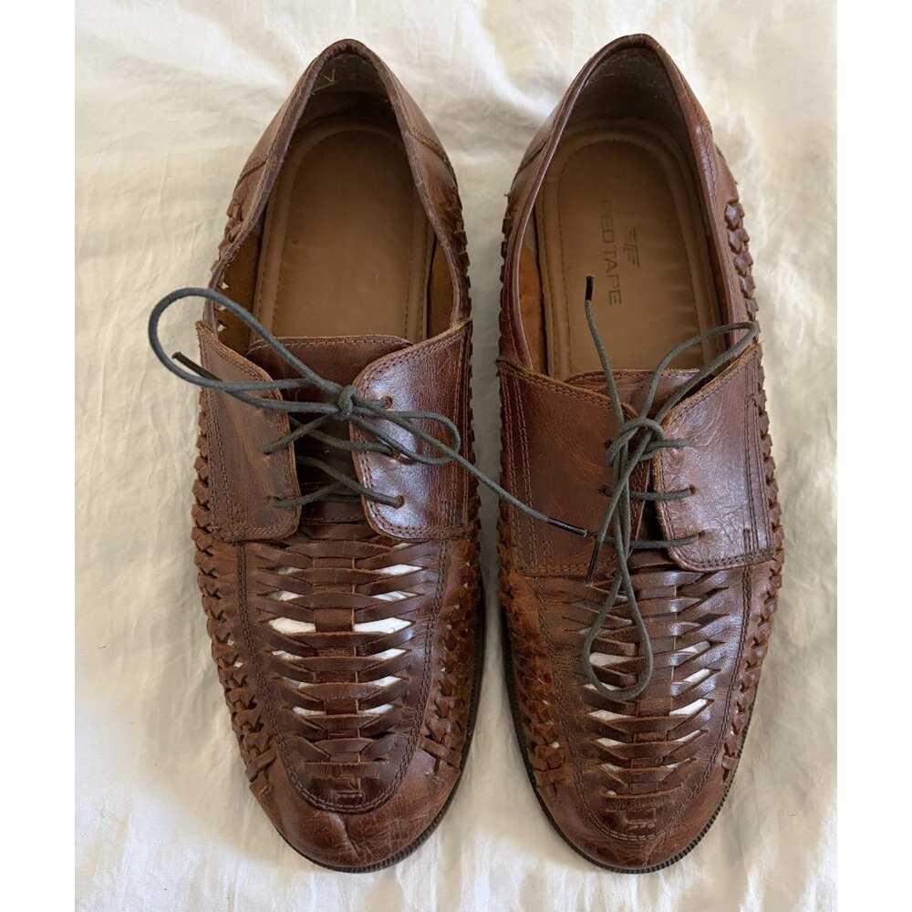 Red Tape Men’s Brown Woven Lace Up Loafers Size 11